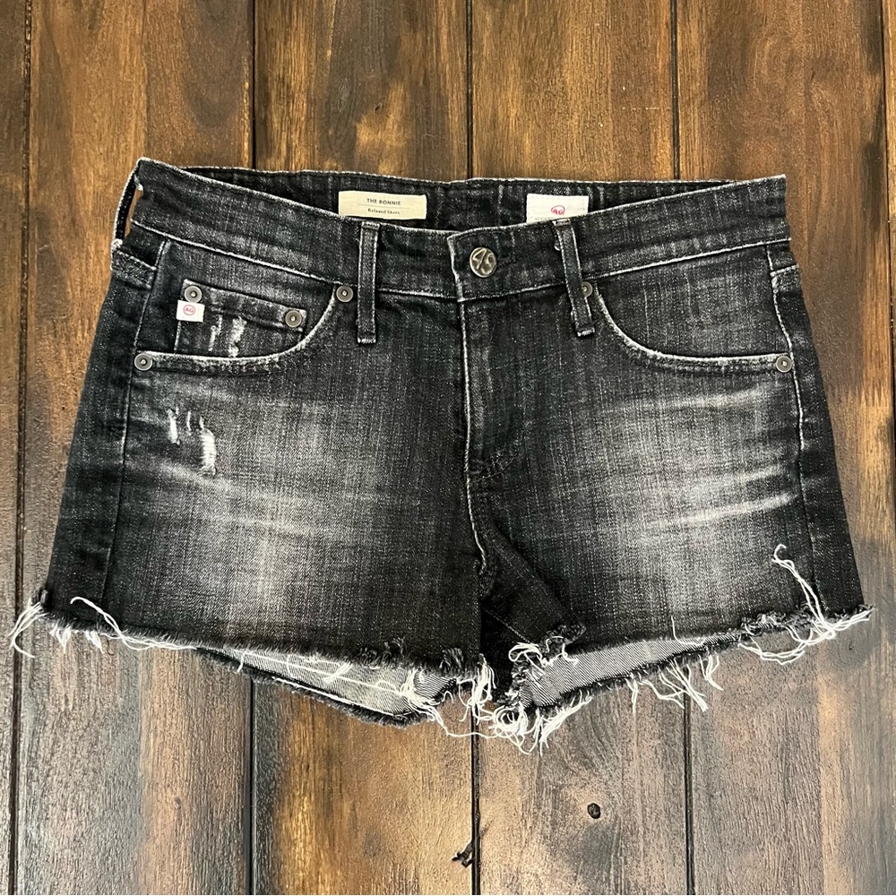 AG Jeans Cut Off Denim Bonnie Shorts Black size 26